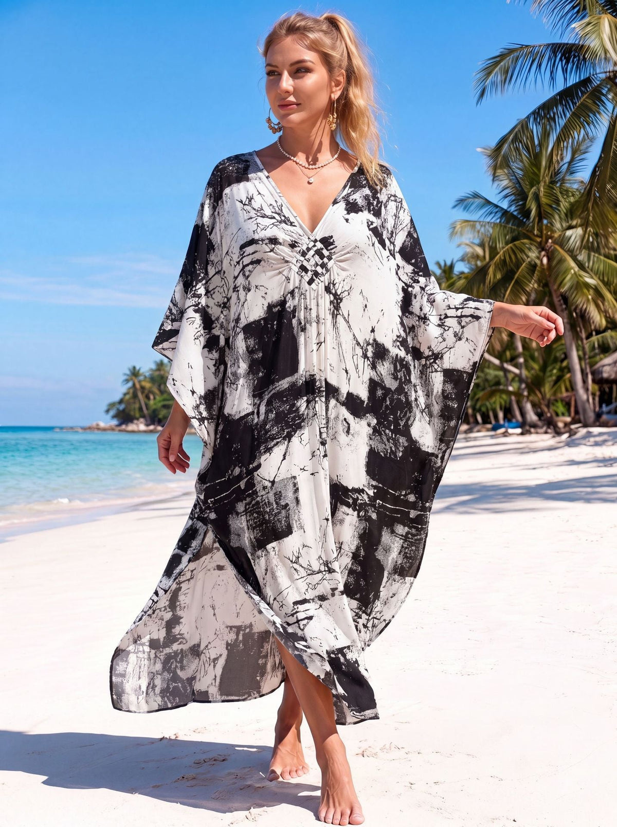 Rayon Kaftan Beach Sun Protection Clothing Bikini Cover-up For Women