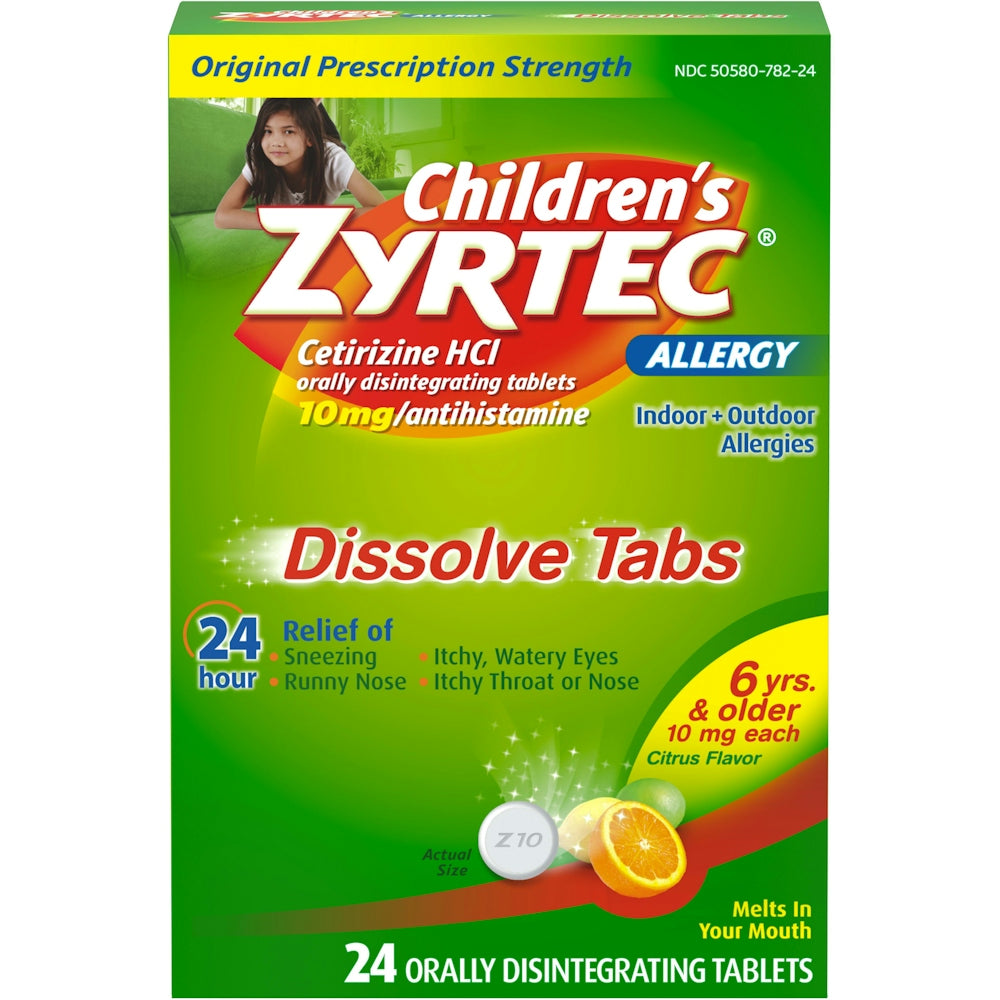 Children's ZYRTEC® 10 mg 24-Hour Allergy Relief Citrus Quick-Dissolving Tablet ODT, 24 EA