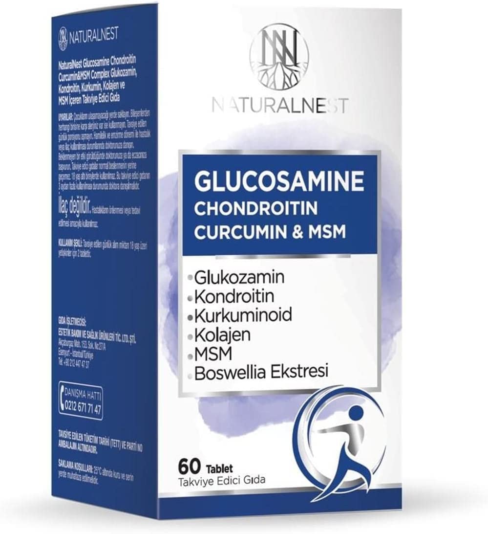 Naturalnest Glucosamine Chondroitin Curcumin & MSM 60 Tablets