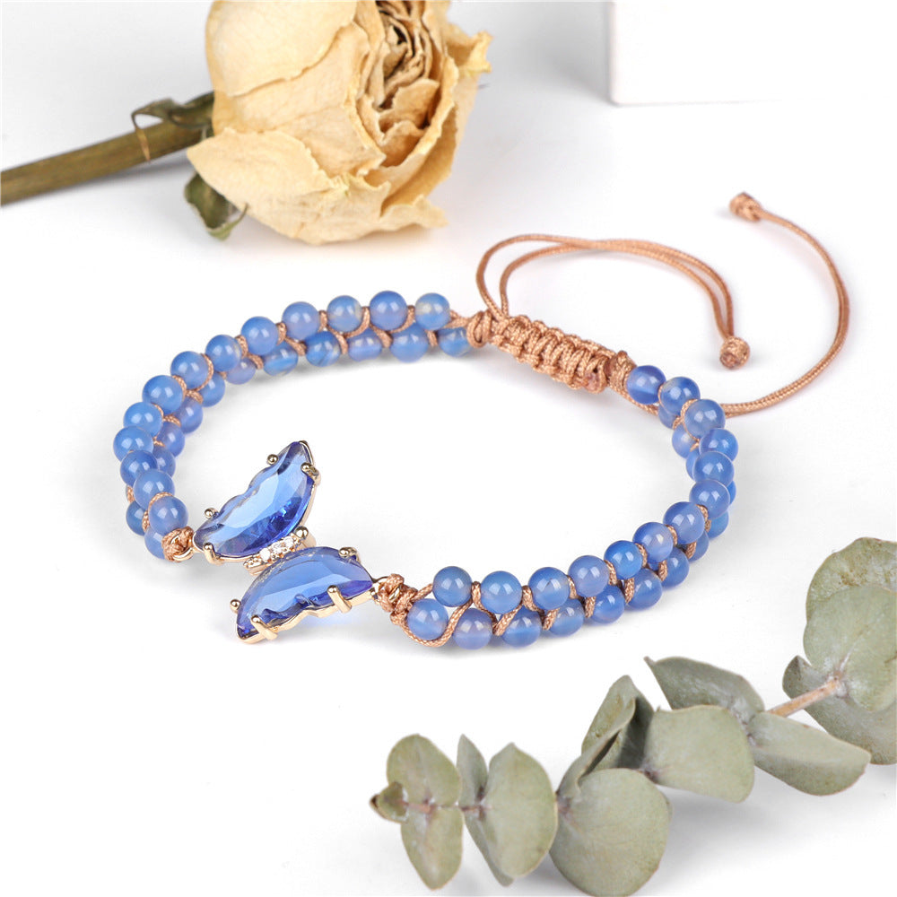 Light Luxury Butterfly Pendant Woven Bracelet