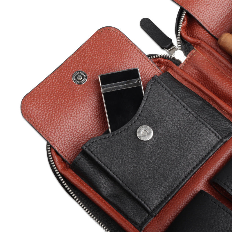 Portable Leather Cigar Travel Case