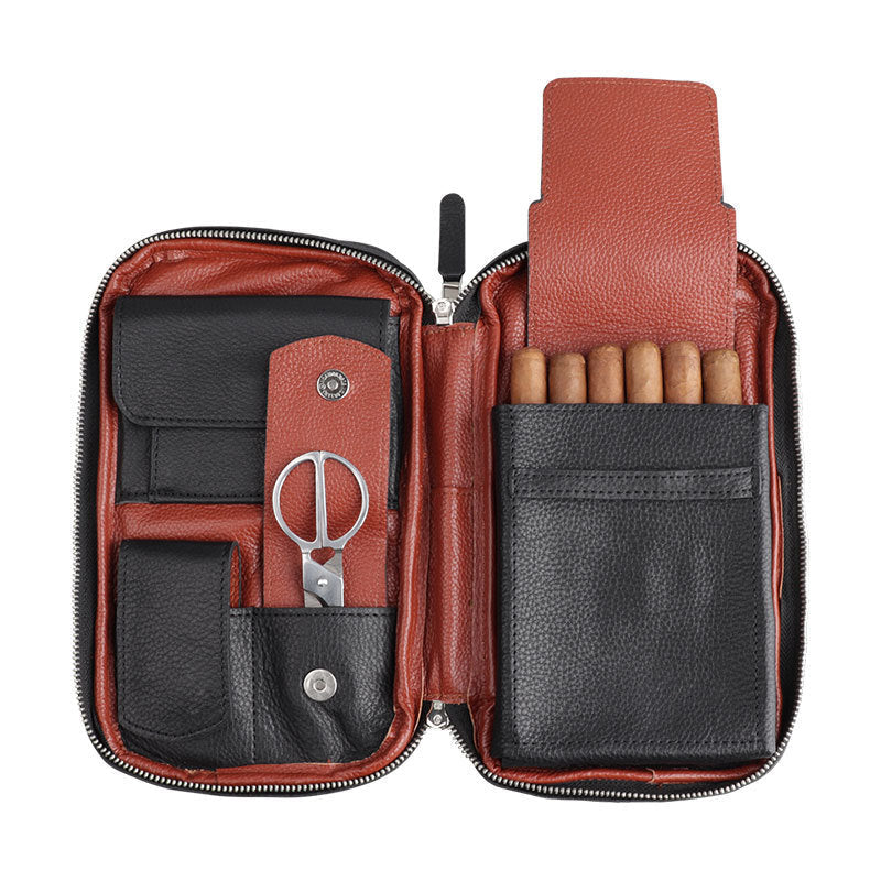 Portable Leather Cigar Travel Case