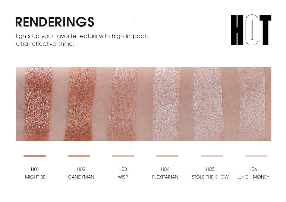 MYS Face Makeup Powder Palette: 6 Shades, Waterproof