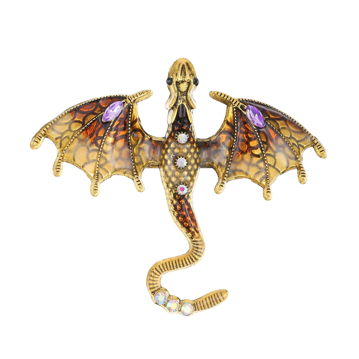 Retro Colorful Enamel Dragon Brooch For Women With Oil-Drop Design