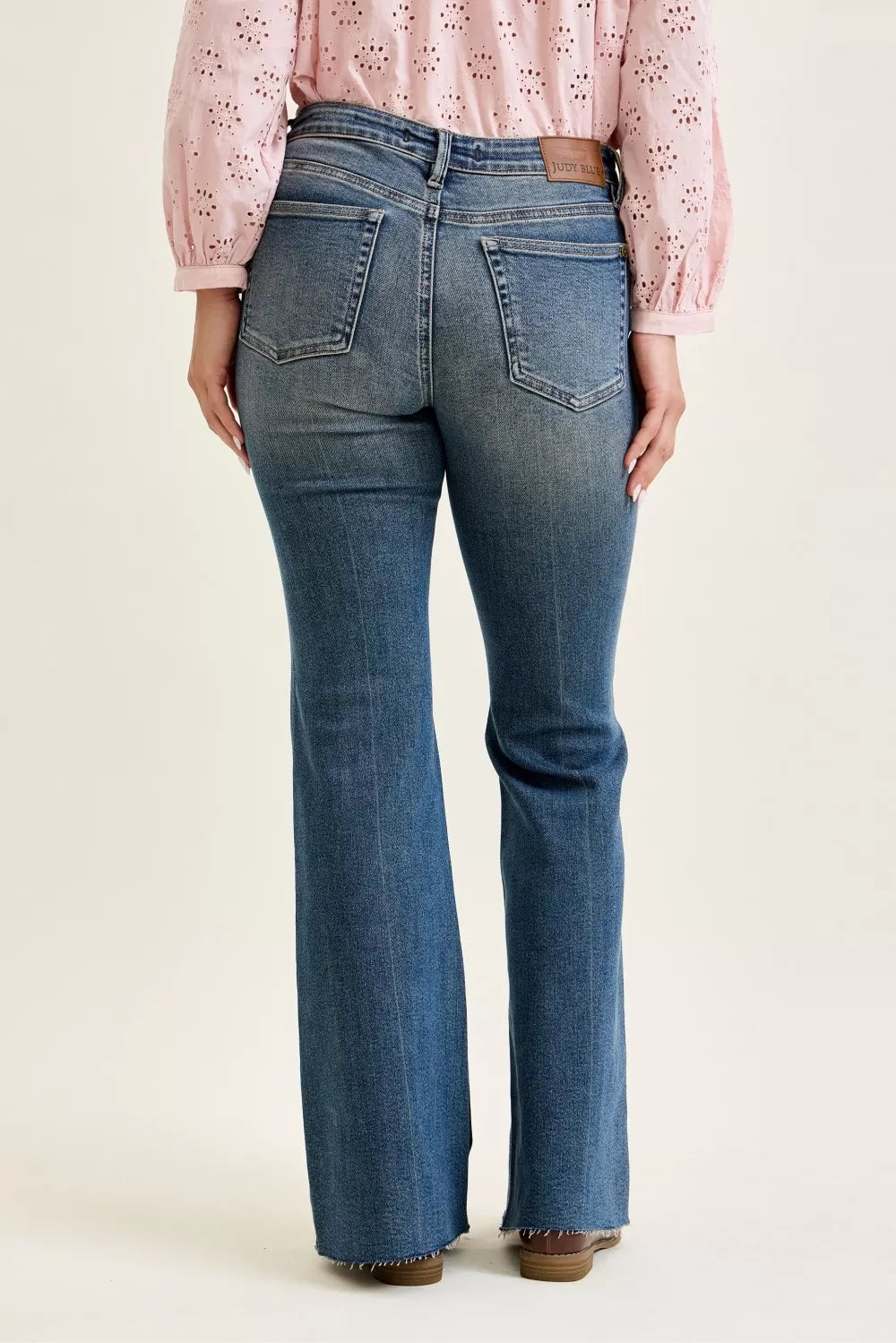 Judy Blue Mid Rise Flare Jeans with Front Flap Pockets
