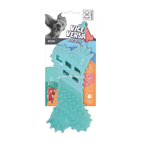 M-Pets Vice Versa Bone Dog Chew Toy, Meat Flavor with Filling Holes