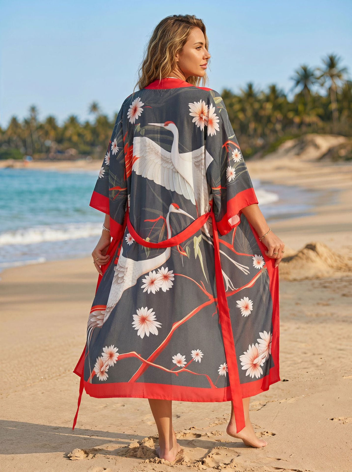 Women's Long Kimono Cover Ups Casual Open Front Cardigans Dress