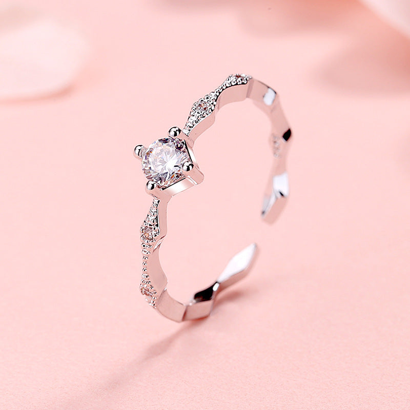 Rhombus Zircon Open Index Finger Ring