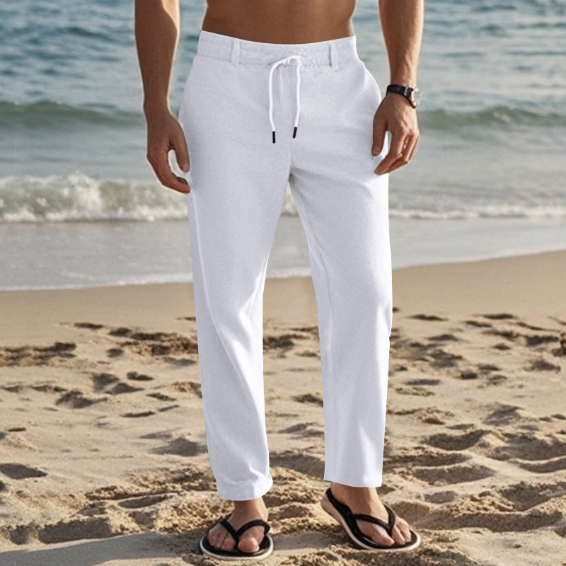 Men's Drawstring Cotton Linen Trousers