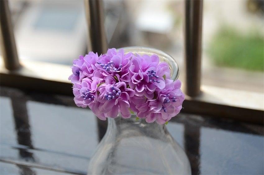 6pcs Silk Stamen Artificial Flower Bouquet Wedding Party Decoration Handmade Wreath Gift Scrapbooking Craft Fake Flowers