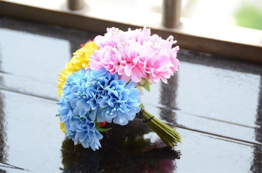 6pcs Silk Stamen Artificial Flower Bouquet Wedding Party Decoration Handmade Wreath Gift Scrapbooking Craft Fake Flowers
