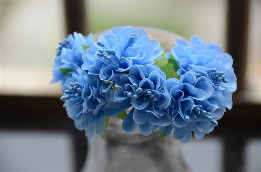 6pcs Silk Stamen Artificial Flower Bouquet Wedding Party Decoration Handmade Wreath Gift Scrapbooking Craft Fake Flowers