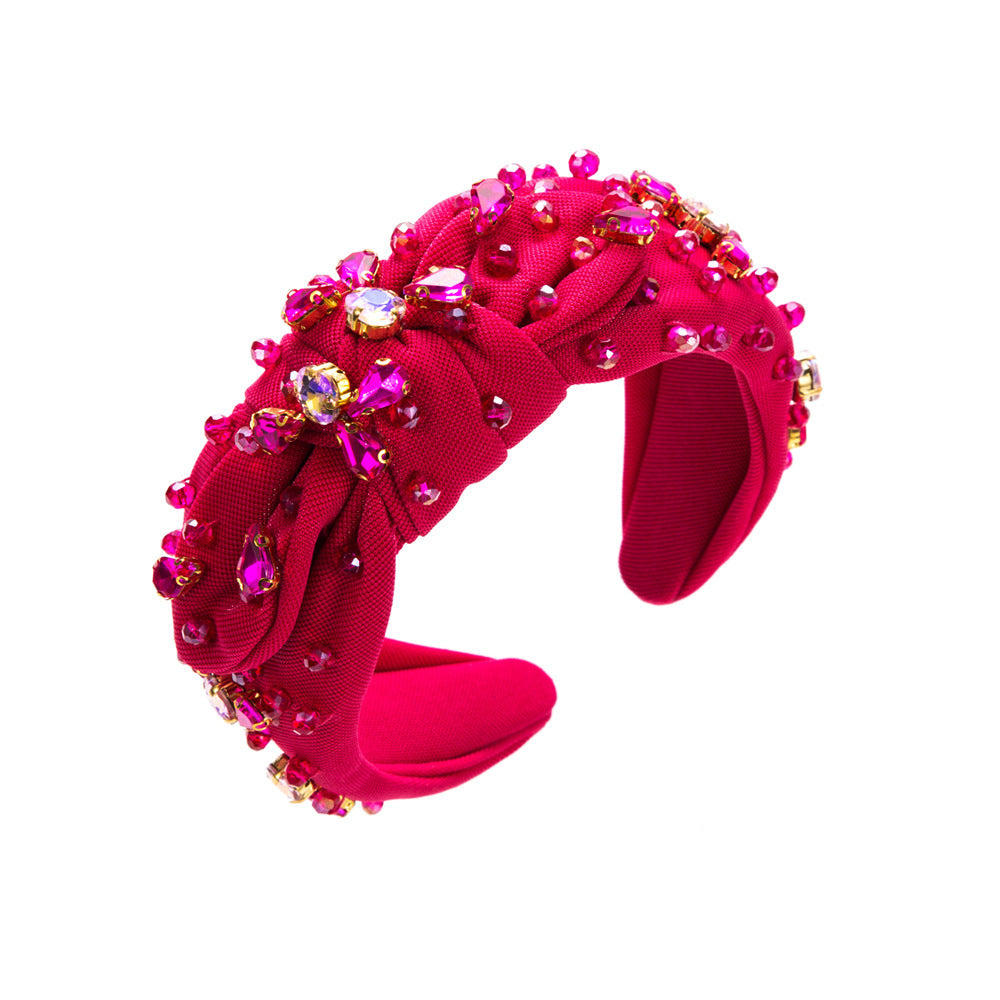 Elegant Diamond-Embedded Wide Headband