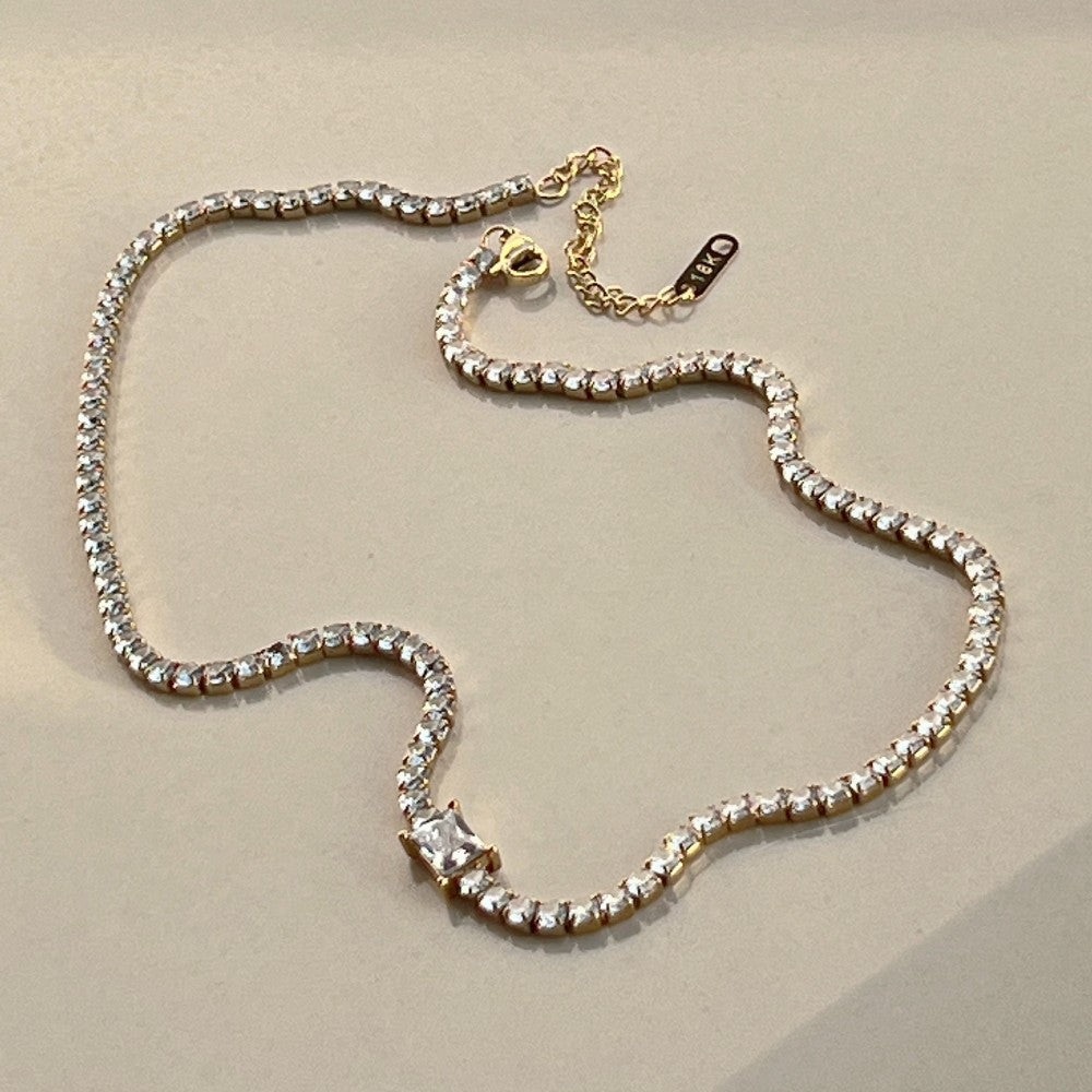 Cubic Zirconia Chain And Bracelet Neck Chain Choker