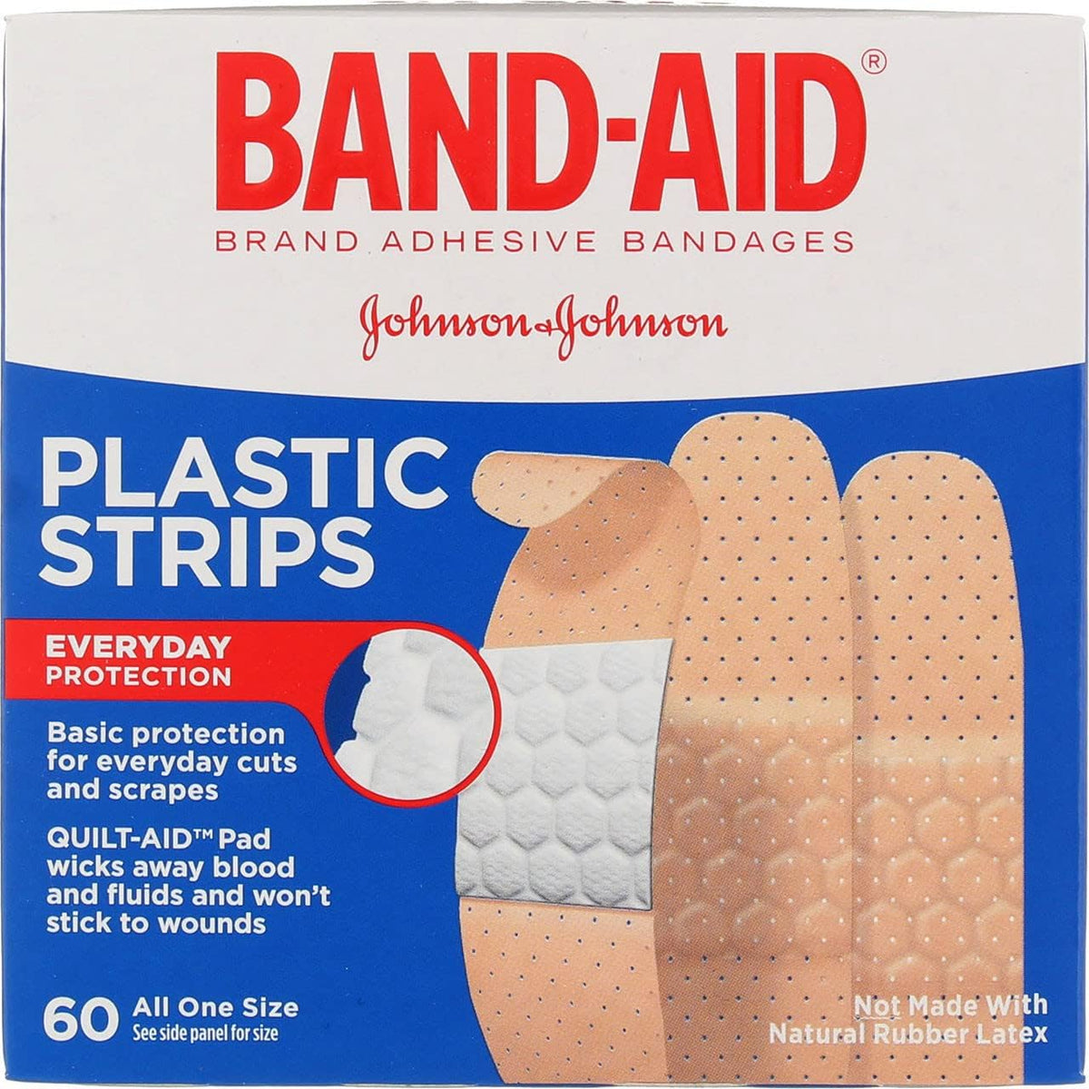 Band-Aid Plastic Strips Bandages, 60 ct - 3/4" x 3"