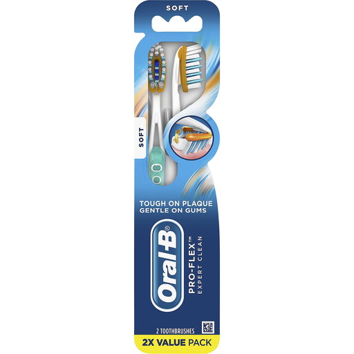 Oral-B Pro-Flex, Toothbrush, Soft, 2 Toothbrushes