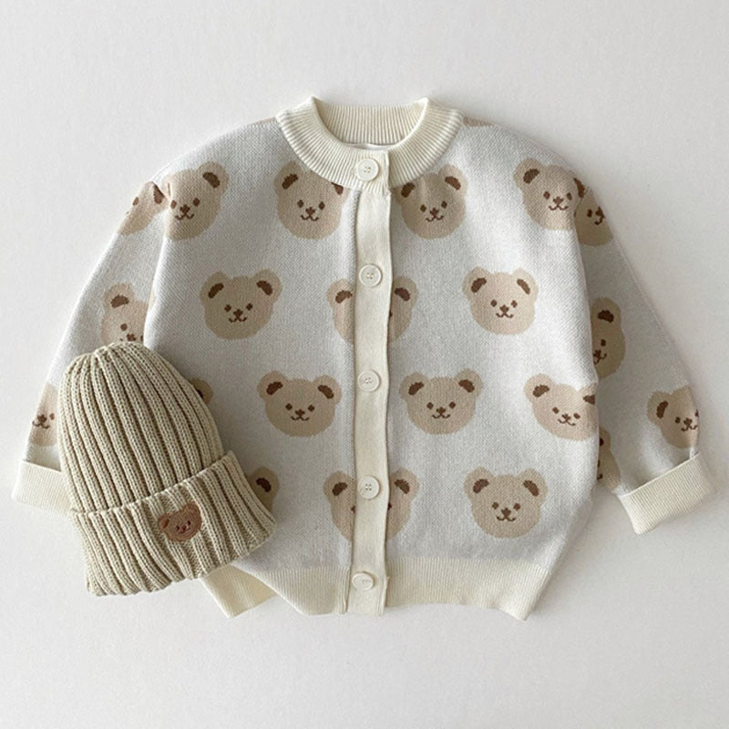 Children's Fashion Bear Sweater Coat Fashion Cute Cartoon Round Neck