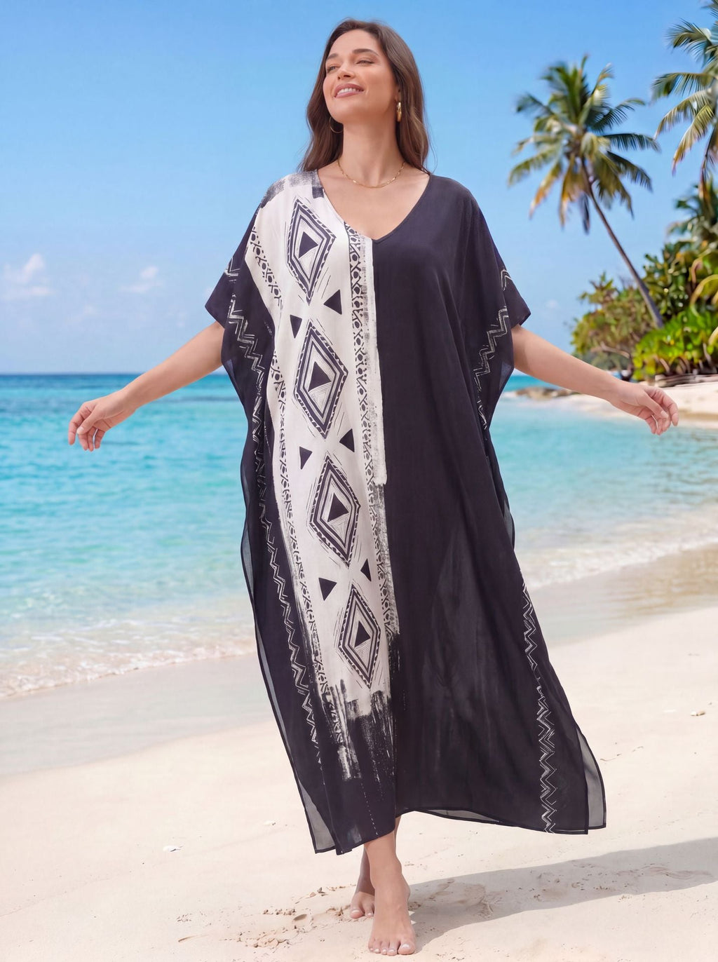 Women's Summer Long Kaftan Maxi Dress Beach Bikini Cover Ups