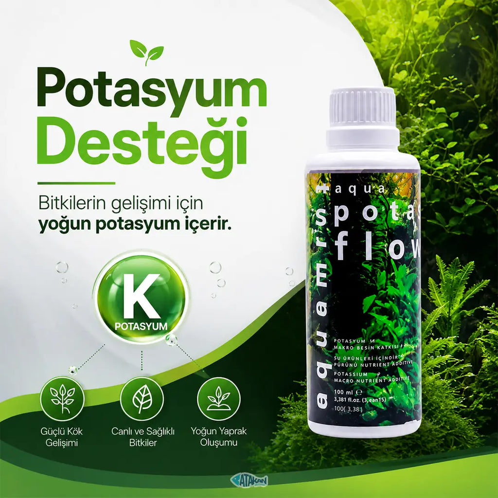 Aquamins Potasflow Aquarium Plant Fertilizer, Potassium Liquid Plant Food 100ml