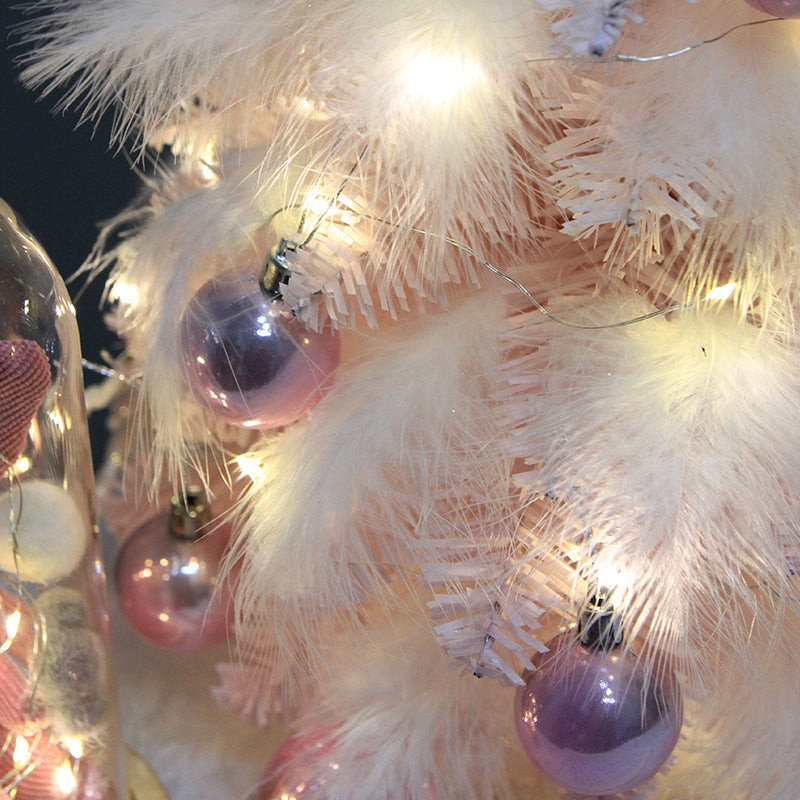 Pink Feather Desktop Christmas Tree Ornament