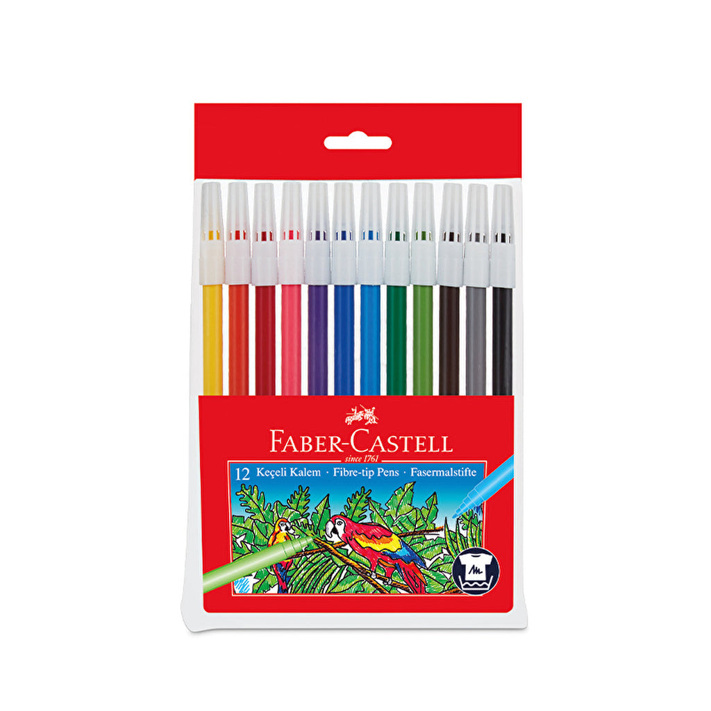 Faber Castell Washable Marker Set 12 Colors - Bright & Durable