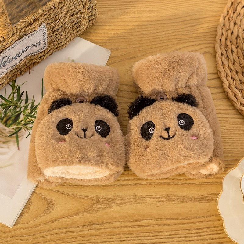 Cartoon Versatile Fleece-lined Warm Gloves
