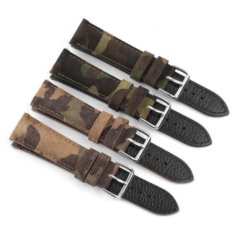 Creative And Versatile Camouflage Genuine Leather Watch Strap