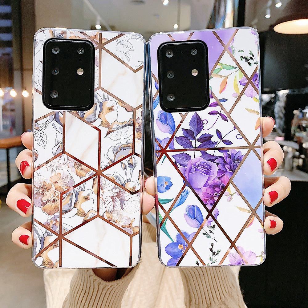 Retro electroplating geometric flower phone case