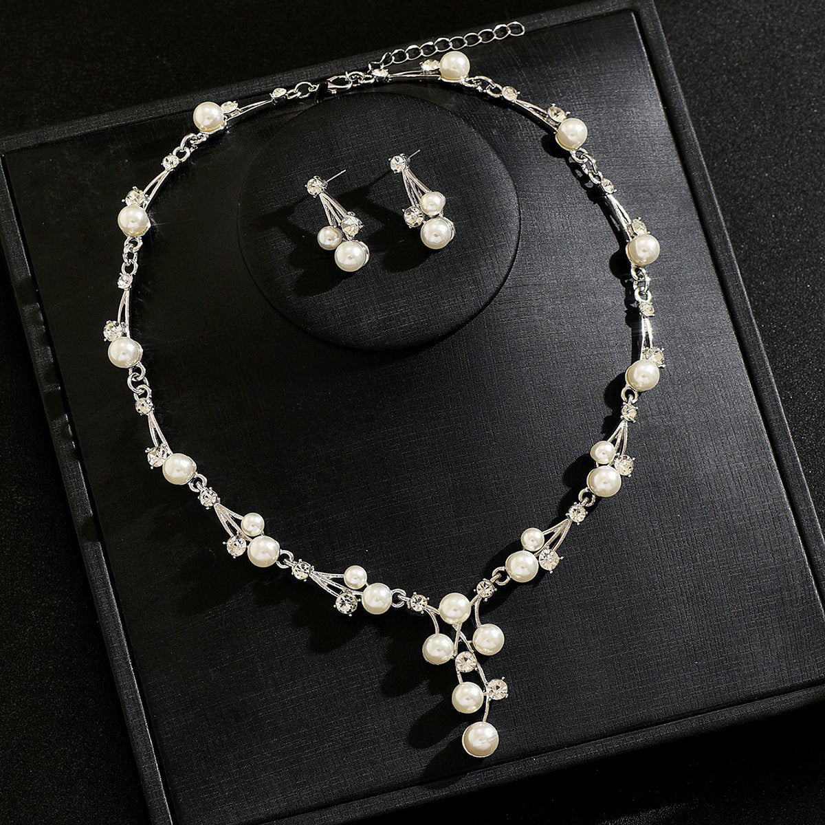 Pearl Necklace Earrings 2Pcs Set Sweater Chain Clavicle Chain Women Jewelry Set For Daily Dating Office Banquet Party Occasions