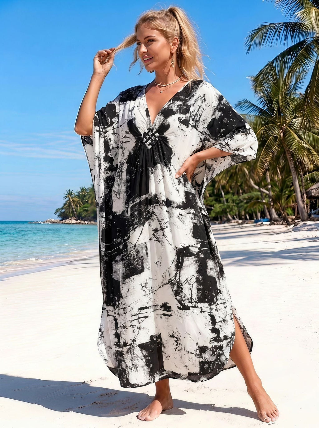Rayon Kaftan Beach Sun Protection Clothing Bikini Cover-up For Women