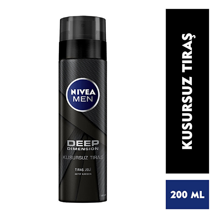 NIVEA Men Deep Dimension Shaving Gel 200ml - With Active Charcoal