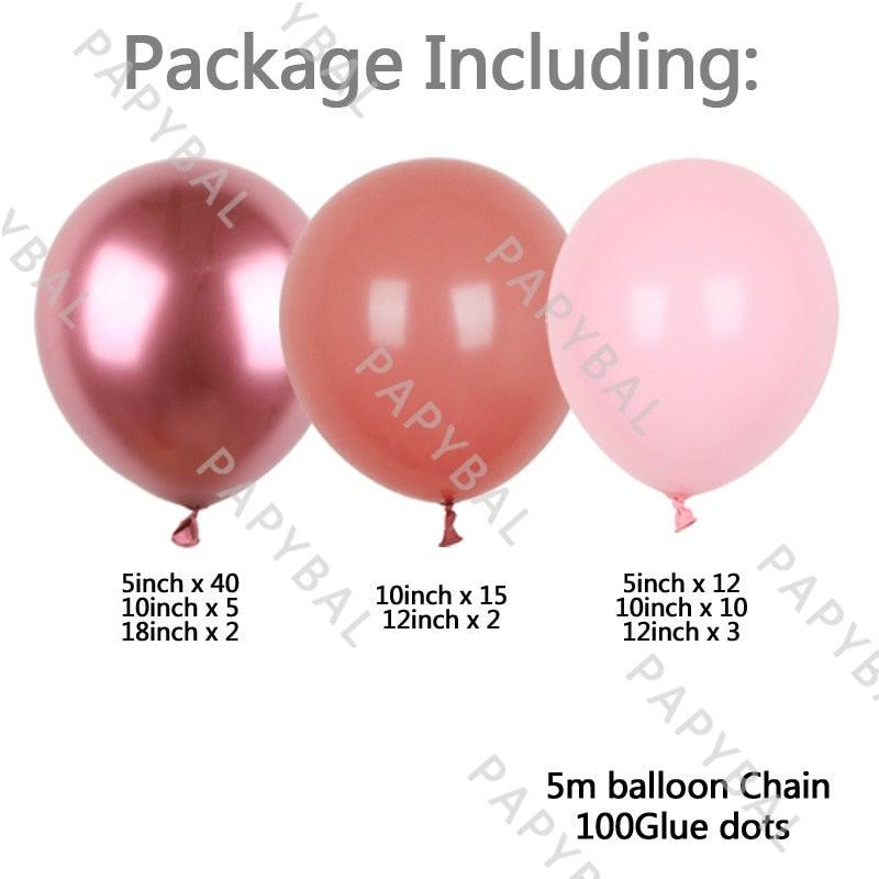 91Pcs Rose Gold Retro Pink & Gold Latex Balloons For Wedding Birthday Party Decoration And Baby Shower