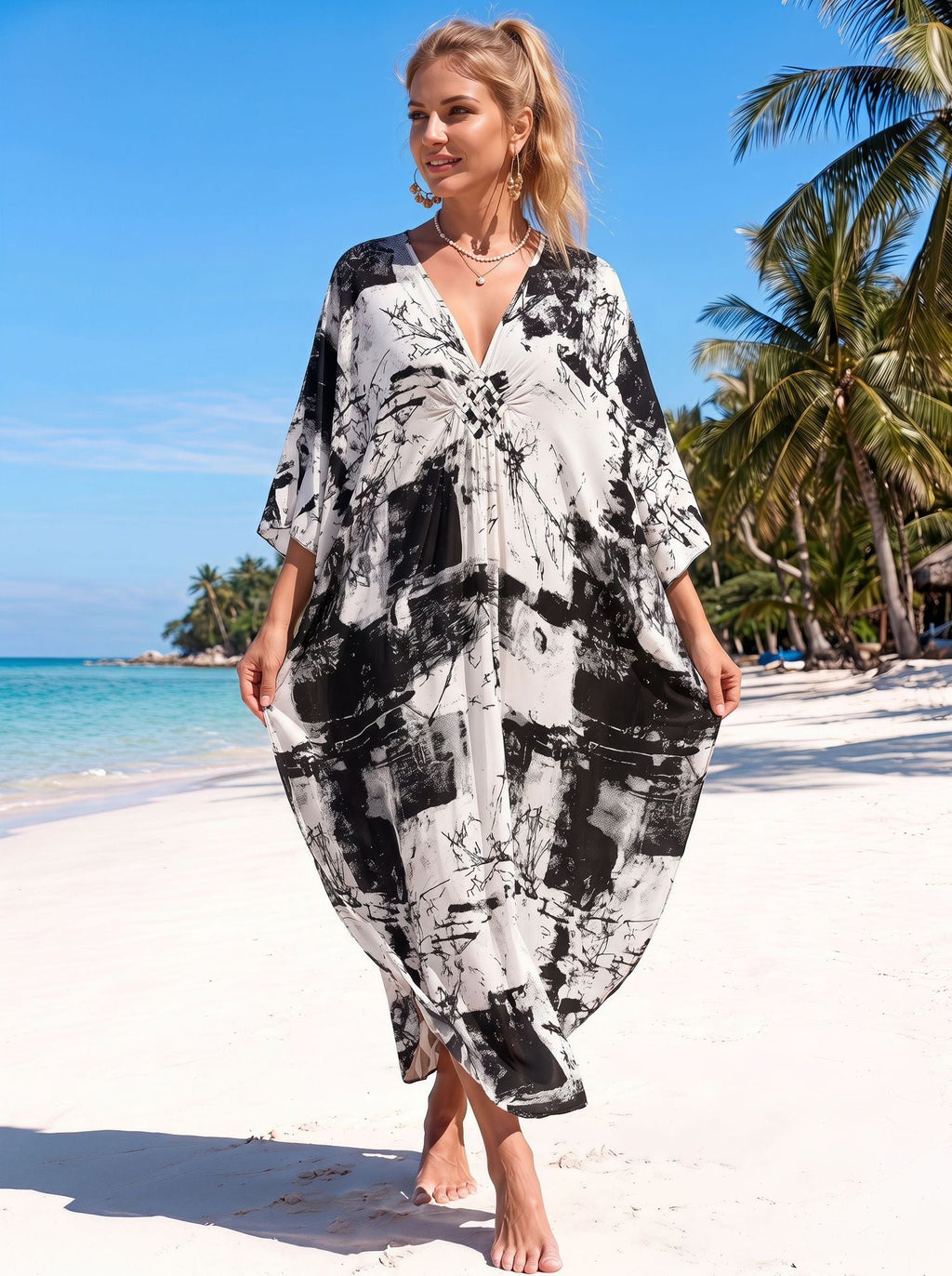 Rayon Kaftan Beach Sun Protection Clothing Bikini Cover-up For Women