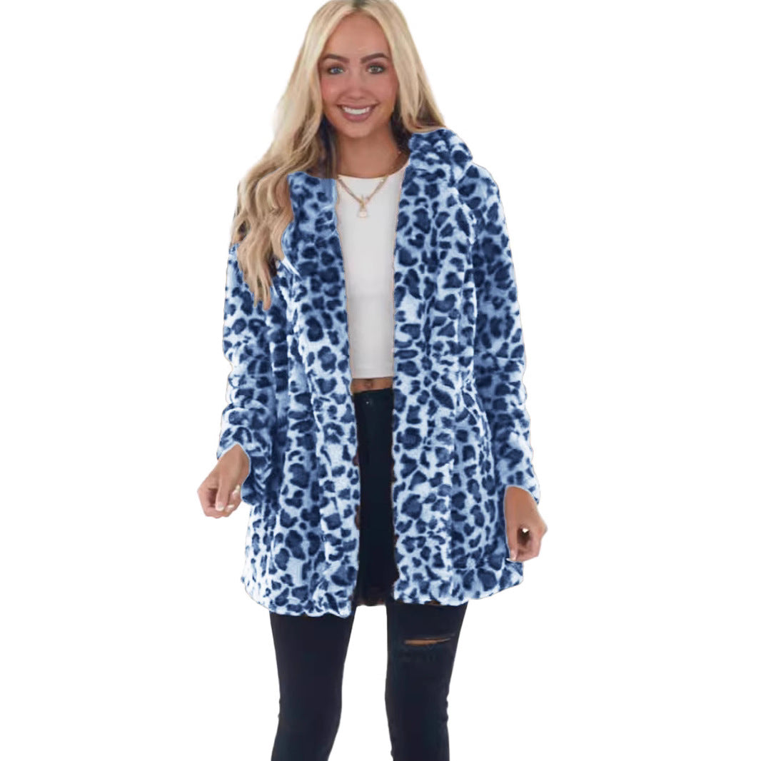 Rabbit Fur Leopard Print Mid-length Clothing Fashionable Jacket