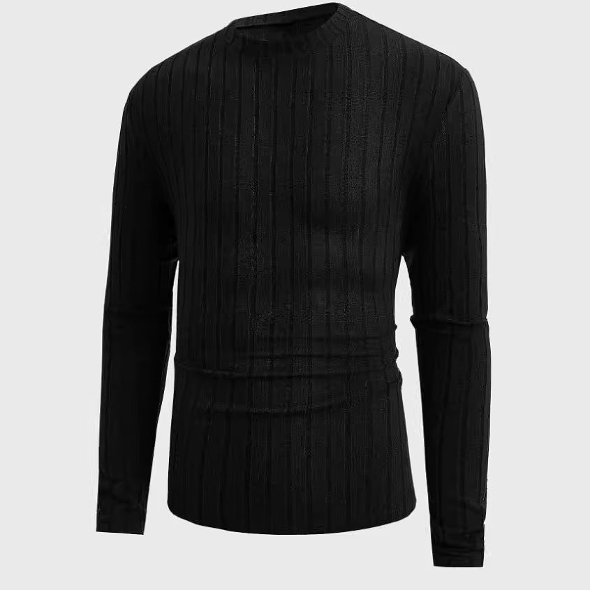 Casual Solid Color Round Neck Long Sleeve T-shirt