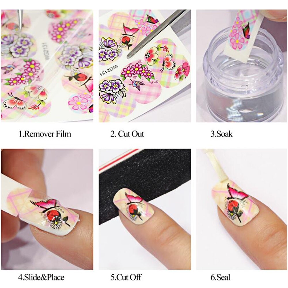 Butterfly Flower Water Transfer Decal Nail Sticker