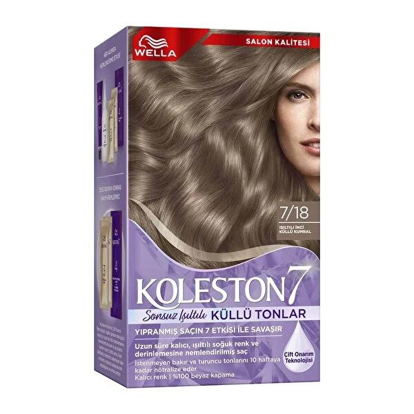 Wella Koleston 7 Ash Grey Tones 7/18 - Shimmering Pearl Ash Brown | 100% Intense Color