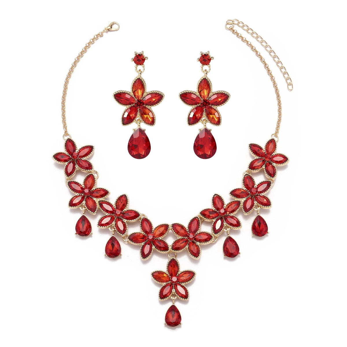 Bridal Evening Flower Statement Necklace Earrings Set Clavicle Chain Women Jewelry Set For Wedding Banquet Party Occasions