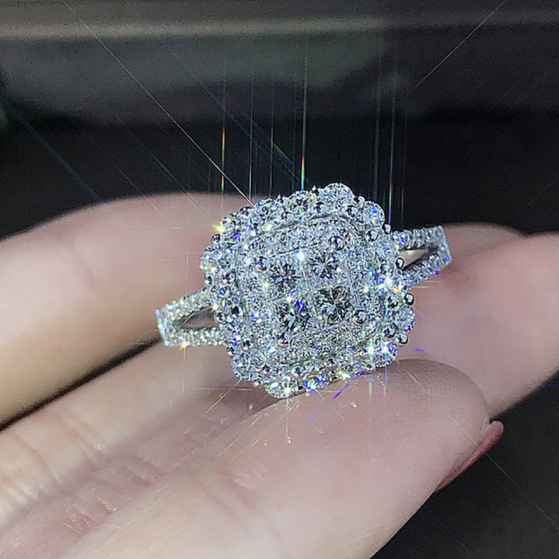 Europe And The United States Hot New Classic Women's Micro Inlaid Zircon Wedding Ring Wish Explosive Jewelry Wedding Ring In Stock