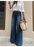 New American-style Loose-fitting High-waisted Figure-flattering Flared Wide-leg Denim Pants That Drag On The Floor
