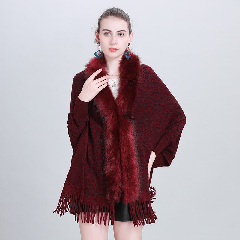 Autumn And Winter New Scarf Faux Fur Collar Knitted Shawl