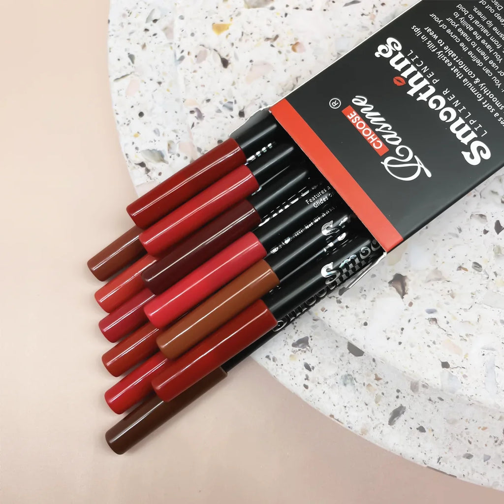 12pcs Lip Liner Pen 12 Colors Professional Lip Liner Pencil and Matte Lip Non-stick Cup Nude Lipstick Pencil SET