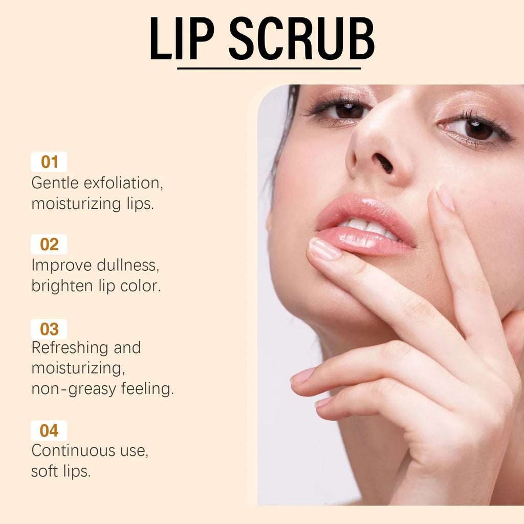 Ouhoe 50g Turmeric Lip Scrub Moisturizing Clean Dead Skin Exfoliating Plumping Lip Improve Dry Anti Crack Nourishing Lip Scrub