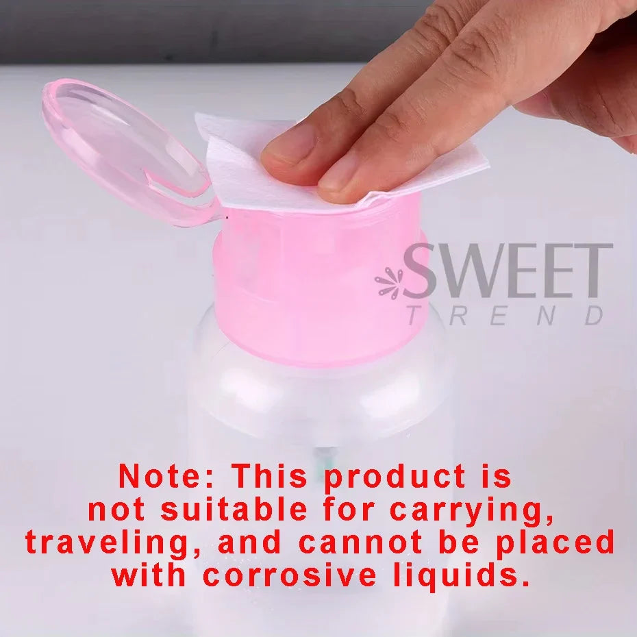 100/200ml Empty Press Pump Dispenser Plastic Lockable Leak-proof Nails Polish Remover Pressed Bottle Makeup Tools Liquid Storage