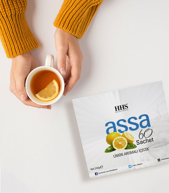 HHS Assa 60 Lemon Flavored Herbal Tea | Natural Energy & Balance | 60 Tea Bags