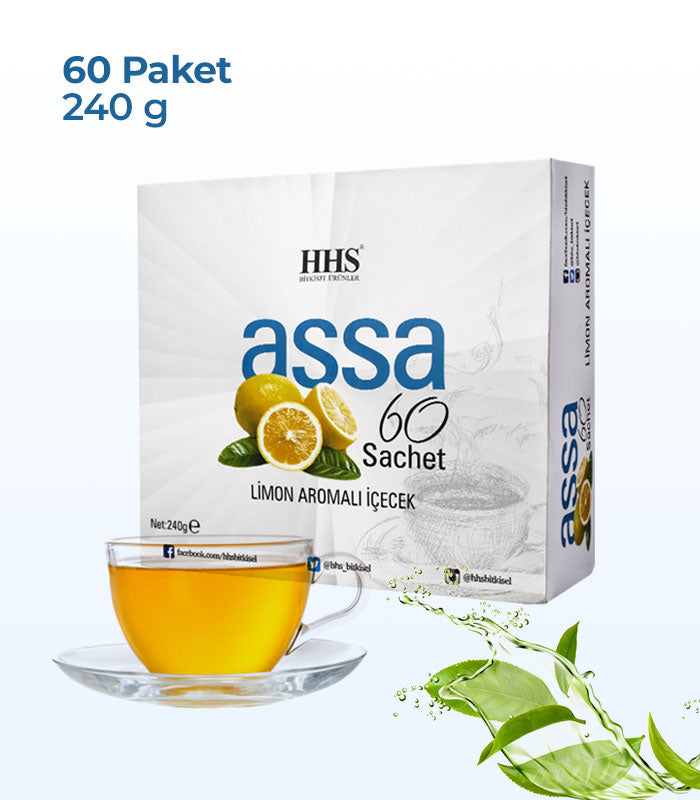 HHS Assa 60 Lemon Flavored Herbal Tea | Natural Energy & Balance | 60 Tea Bags