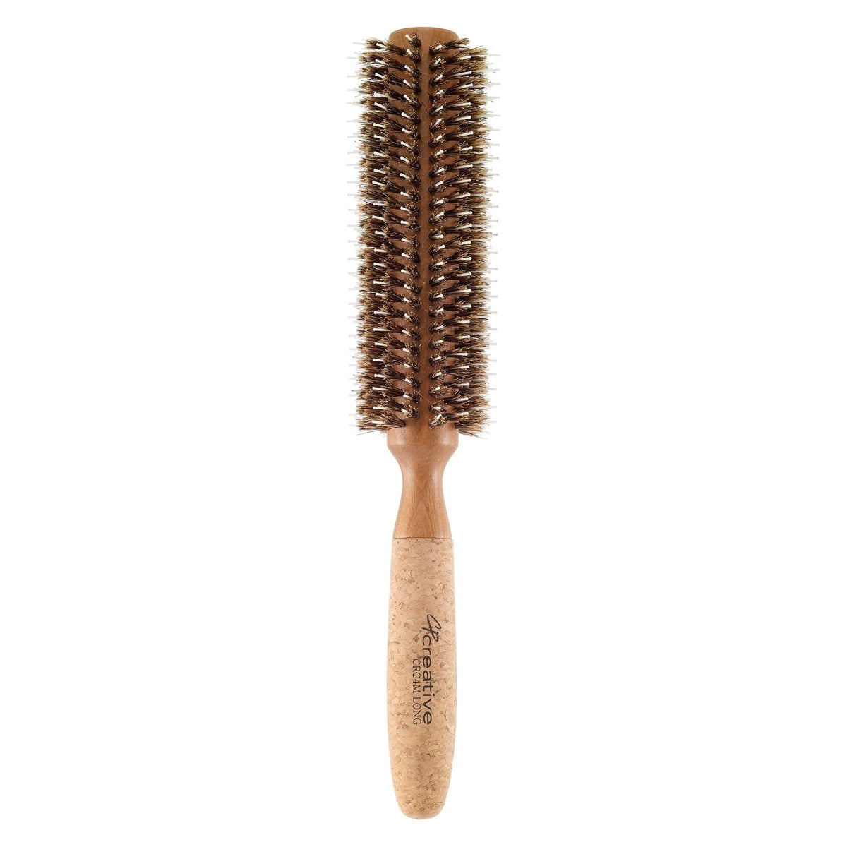 Eco-Friendly Extended 6" Long Cork Barrel Round Hair Brush