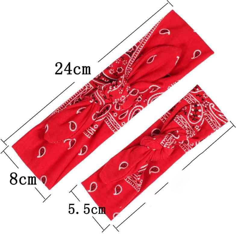 Luxury Modern Bow For Mother and Baby Headband Turban Rabbit Ears Elastic Hair Bands Retro Print Parent-Child Hair Accessories