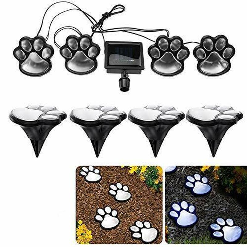 LED Solar Waterproof Cat Dog Animal Paw Shape Lights For Garden Yard Pathway Animal Lover