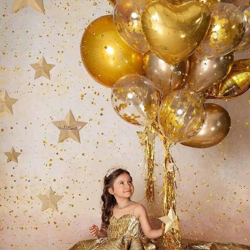 Luxury Gold Metal Latex Balloons 20pcs  and Colored Confetti Birthday Party Decorations Kids Baby Wedding Ballons Luxury Modern Decoration for Celebrations